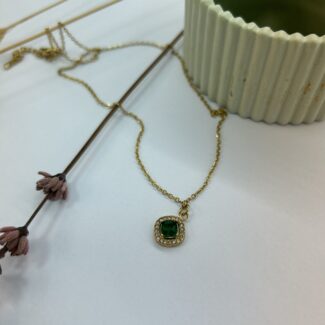 Κολιέ Vintage Drop emerald green